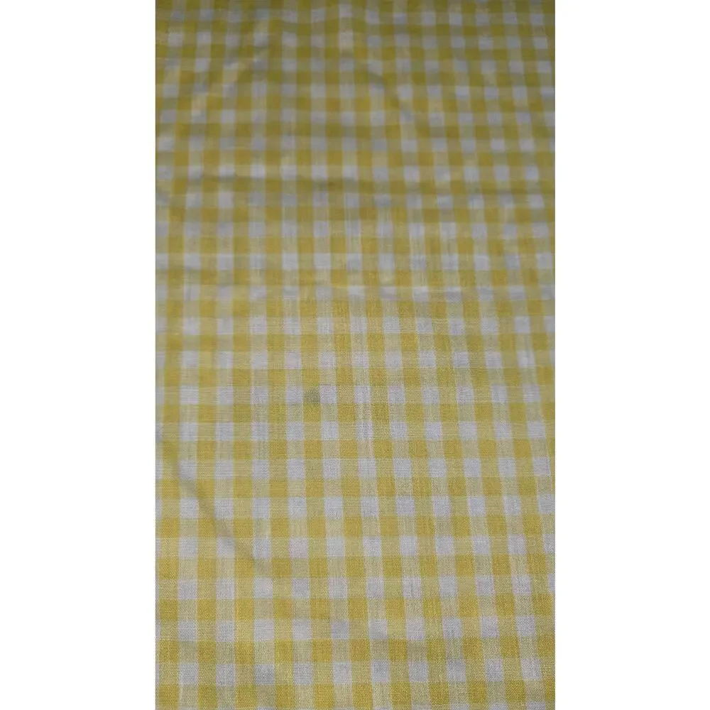 Vintage Cottagecore Yellow Gingham Embroidered Table Cloth Square